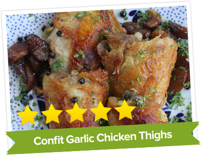 Confit Garlic Chicken Thighs